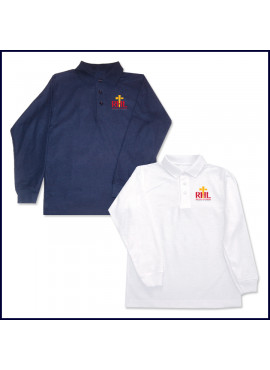 Unisex Mesh Polo Shirt: Long Sleeve with Heat Transfer Logo