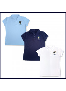 Girls Mesh Polo Shirt: Short Sleeve with Embroidered Logo