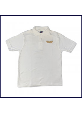 White Vintage Unisex Jersey Polo: Short Sleeve