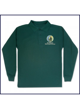 Classic Jersey Polo Shirt: Long Sleeve with Embroidered Logo