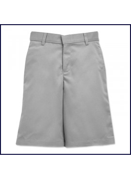 Grey Flat Front Shorts: Longer Length