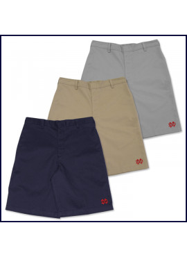 Boys Flat Front Shorts with MD Embroidered Logo