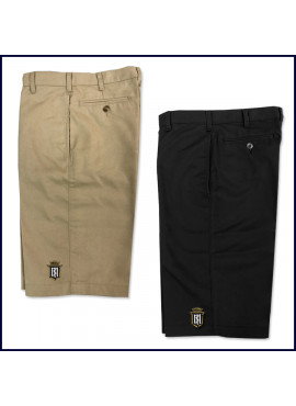 Flat Front Shorts: Longer Length with Servite Embroidered Logo