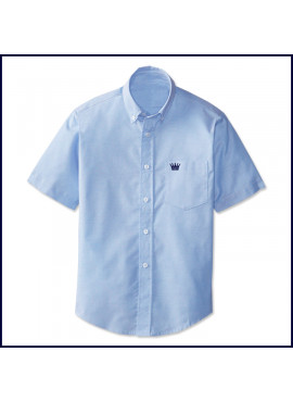 Oxford Shirt: Short Sleeve with Embroidered Logo on Pocket