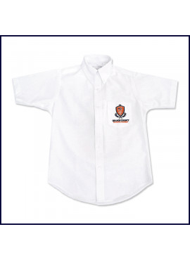 Oxford Shirt: Short Sleeve with Embroidered Logo on Pocket