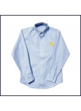 Oxford Shirt: Long Sleeve with Embroidered V Logo Above Pocket