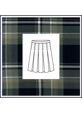 Plaid Stitched Down Box Pleat Skirt
