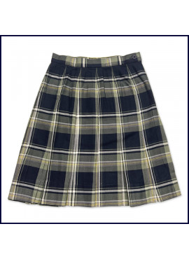 Plaid Stitched Down Box Pleat Skirt