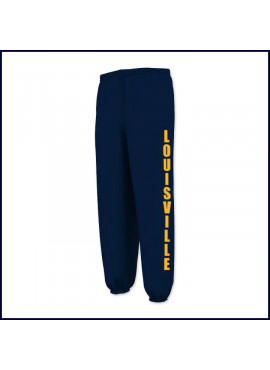 Fleece Sweatpants: Elastic Bottom with Large Louisville Logo on Leg