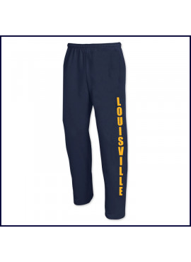 Fleece Sweatpants: Open Bottom with Large Louisville Logo on Leg