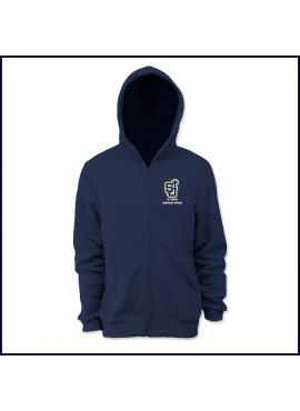 Zip Front Hooded Sweatshirt with Embroidered Logo
