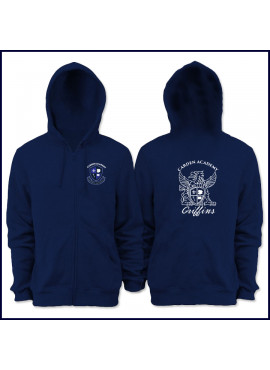 Zip Front Hooded Sweatshirt with School Logo on Front & Large Griffin Logo on Back