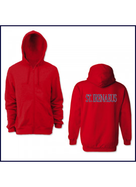 Hooded Zip Front Sweatshirt with Large Fiberlok Logo Across Back