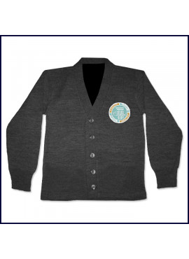Cardigan Sweater with School Emblem