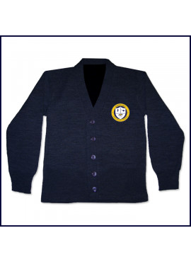 Cardigan Sweater with School Emblem
