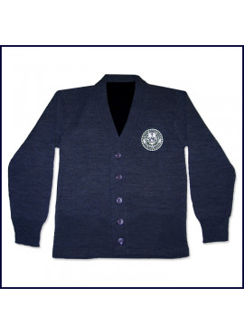 Cardigan Sweater with School Emblem