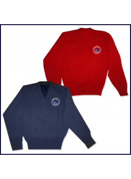 V-Neck Pullover Sweater with Embroidered Logo