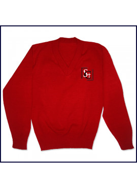 V-Neck Pullover Sweater with 'SC' Embroidered Logo