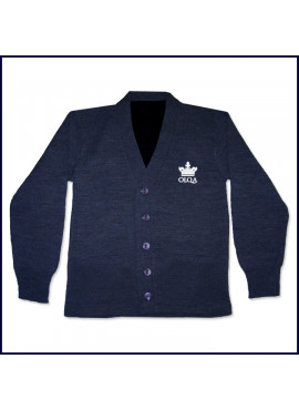 V-Neck Cardigan Sweater with Embroidered Logo