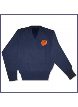 V-Neck Pullover Sweater with PC Embroidered Logo