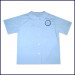 Round Collar Blouse: Short Sleeve with Formal Logo Above Pocket 