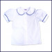 Round Collar Blouse: Short Sleeve with Navy Piping