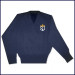 V-Neck Pullover Sweater with Embroidered SJ Crown Logo