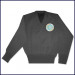 V-Neck Pullover Sweater with School Emblem