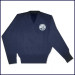 V-Neck Pullover Sweater with Formal Emblem