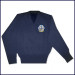 V-Neck Pullover Sweater with School Emblem