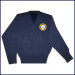 V-Neck Pullover Sweater with School Emblem